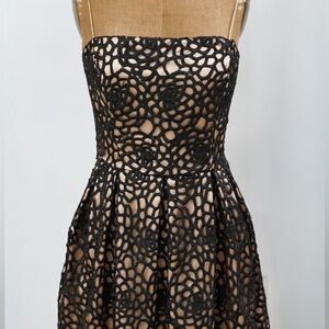 Adrianna Papell Black Lace Strapless Dress